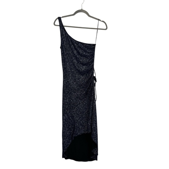 City Triangles Dresses & Skirts - Vintage NWT Blue Sparkle Glitter One Shoulder Y2K Ruched Dress Size L